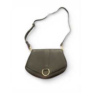 INC International Concepts Black Faux Leather Ring Crossbody Bag Gold Hardware